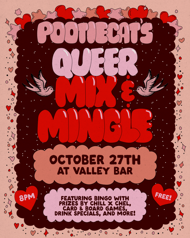 Pootiecat's Queer Mix & Mingle flyer