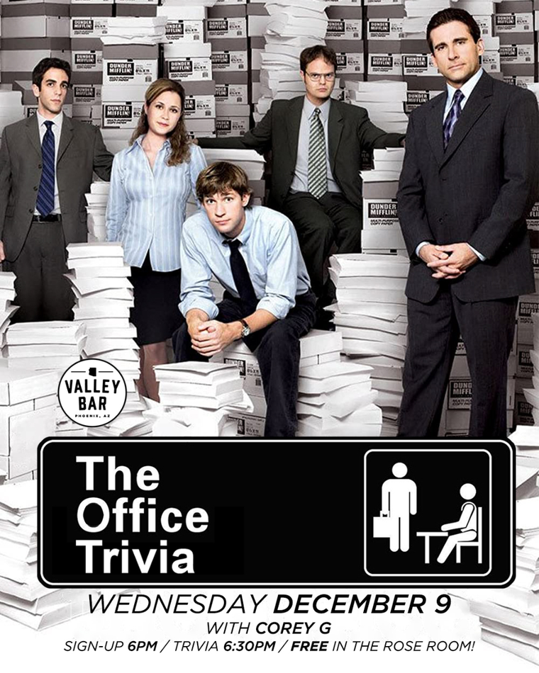 THE OFFICE TRIVIA w/ COREY G + CAROLYN flyer